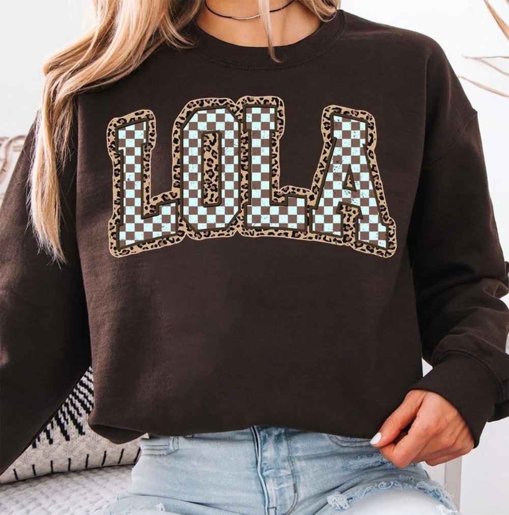 Lola Leopard , Checkered Lola Design Sweashirt